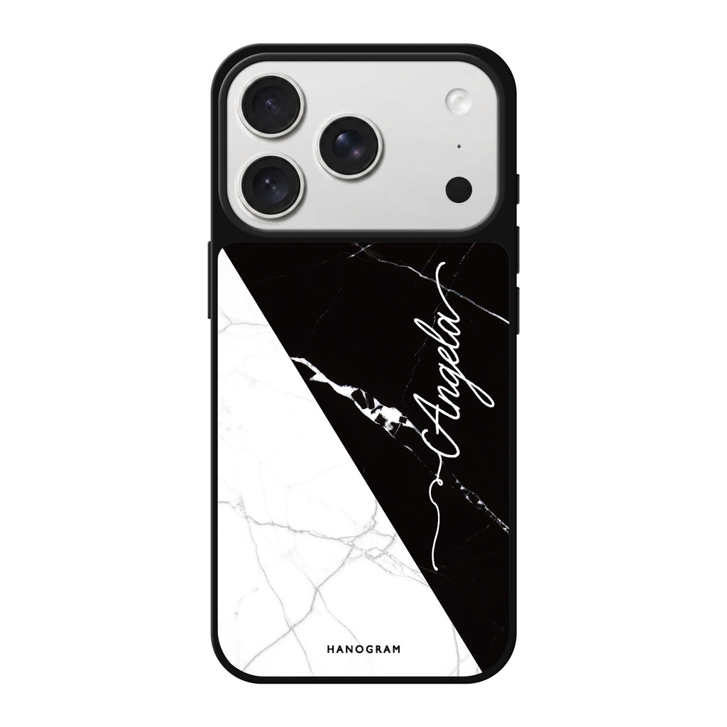 Black And White Marble #2 personalized name black marble iPhone 18 Pro Max mirror case
