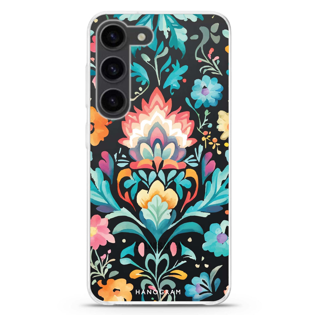 Watercolor Floral ultra-clear case for Samsung Galaxy S23/S22, front view