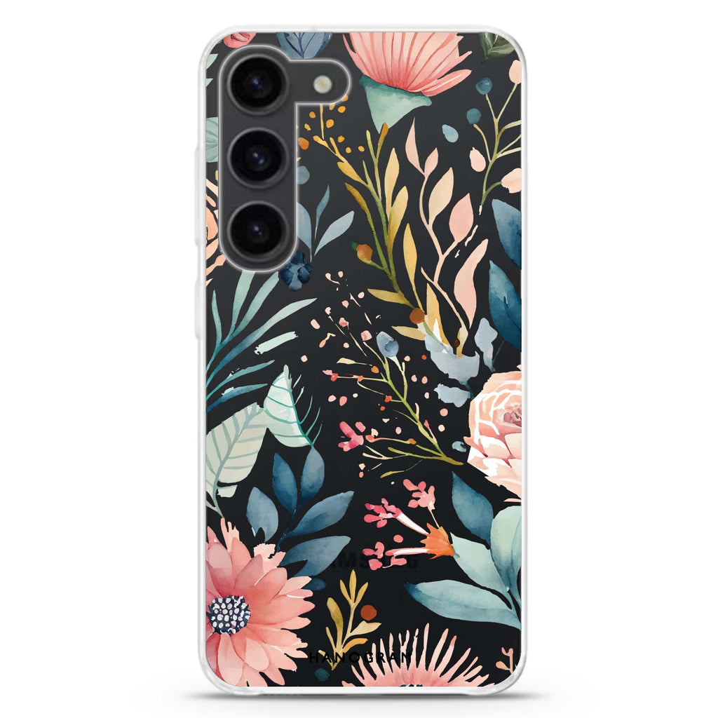 Floral Pattern ultra-clear case for Samsung Galaxy S23/S22, front view