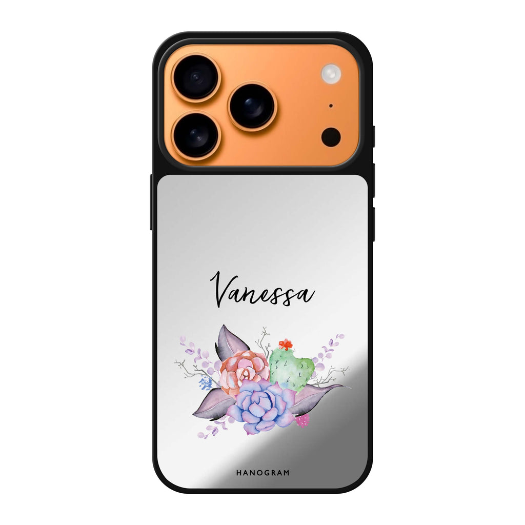 SECRET OF THREE personalized name typography iPhone 17 Pro Max mirror case