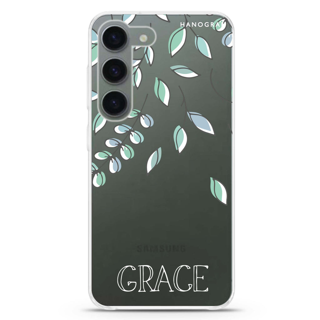 Fall Leaf personalized ultra-clear case for Samsung Galaxy S23/S22, front view