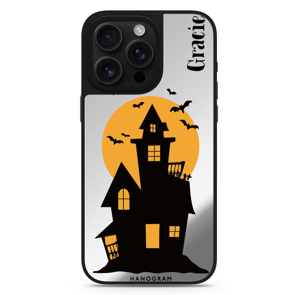 Moonlit Haunted House personalized name celestial design iPhone 16/15/14 Pro Max & Pro mirror case