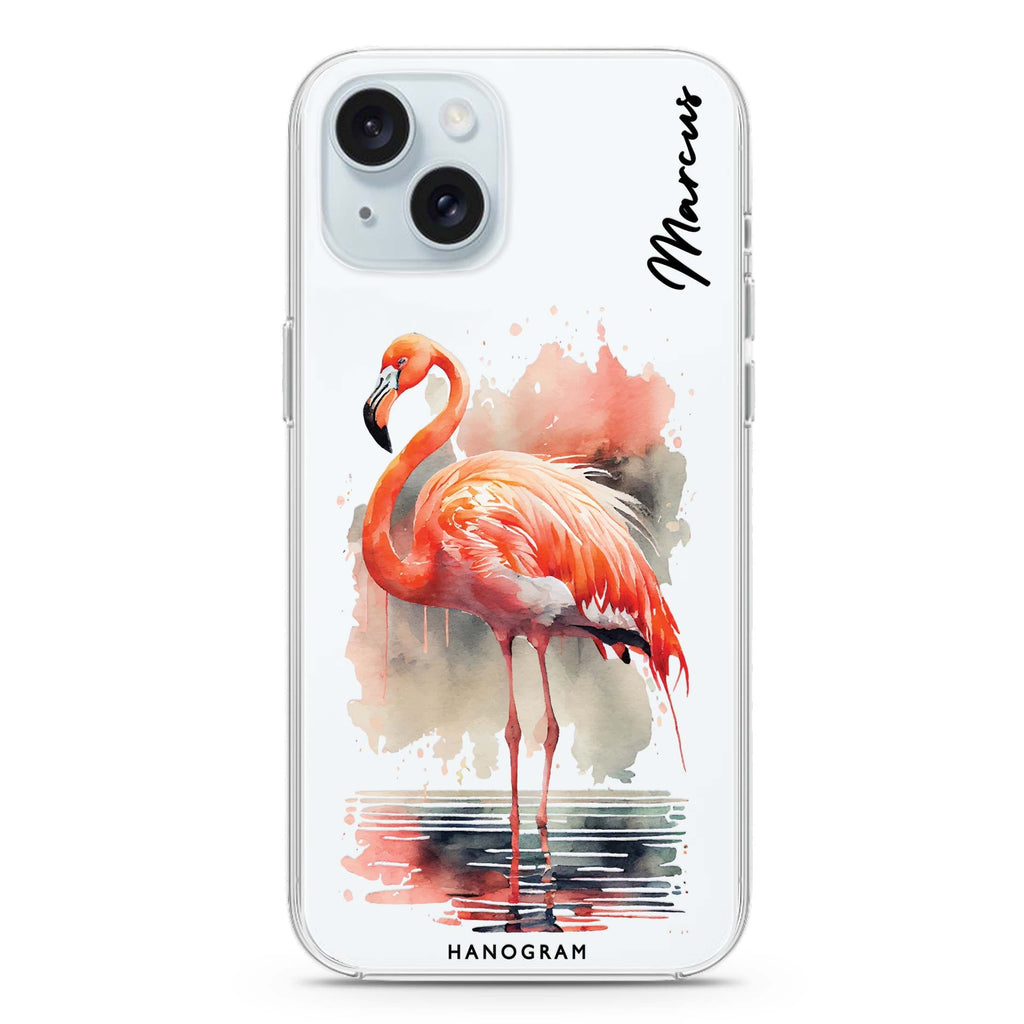 Flamingo in water iPhone 15 plus Ultra Clear Case