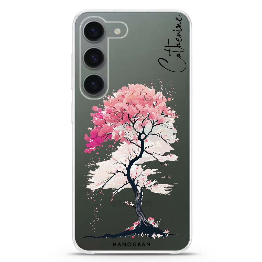 A Cherry tree personalized ultra-clear case for Samsung Galaxy S23/S22, front view