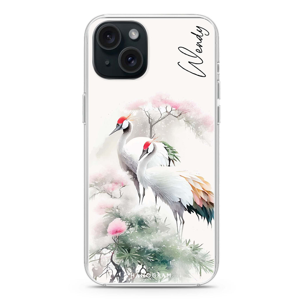 Pines & cranes iPhone 15 plus Ultra Clear Case