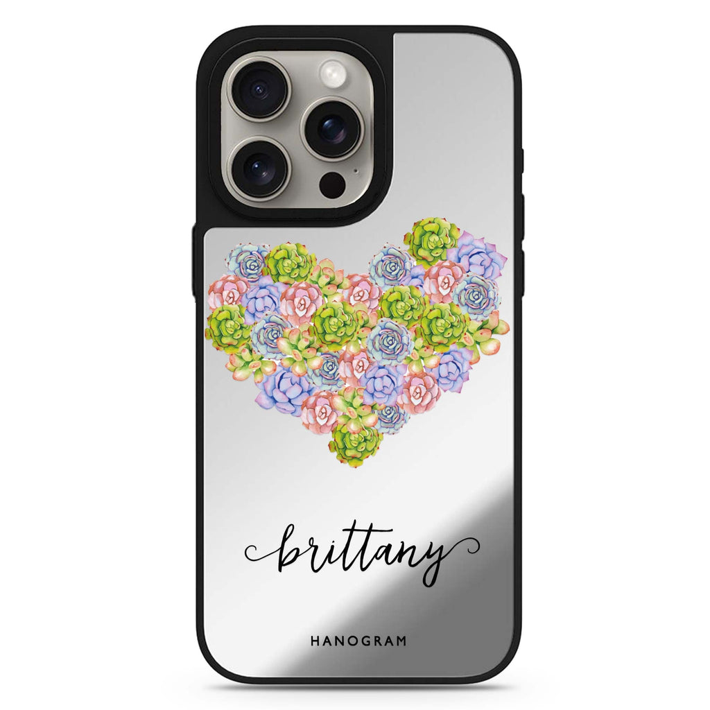 Floral Heart personalized name MagSafe mirror case for iPhone 16/15/14 Pro Max and Pro, main view
