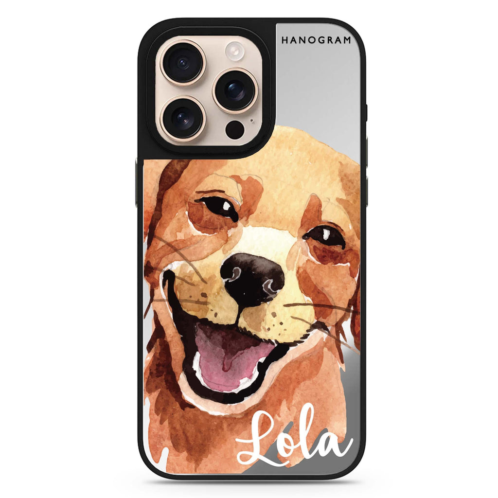 Golden Retriever personalized name color-inspired design iPhone 16/15/14 Pro Max & Pro mirror case