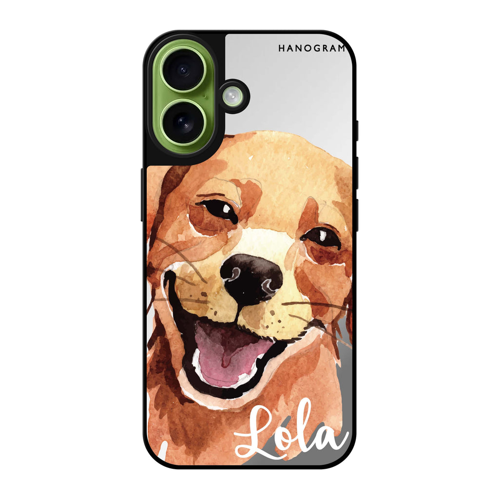 Reflective iPhone 16 Mirror Case –Golden Retriever Design