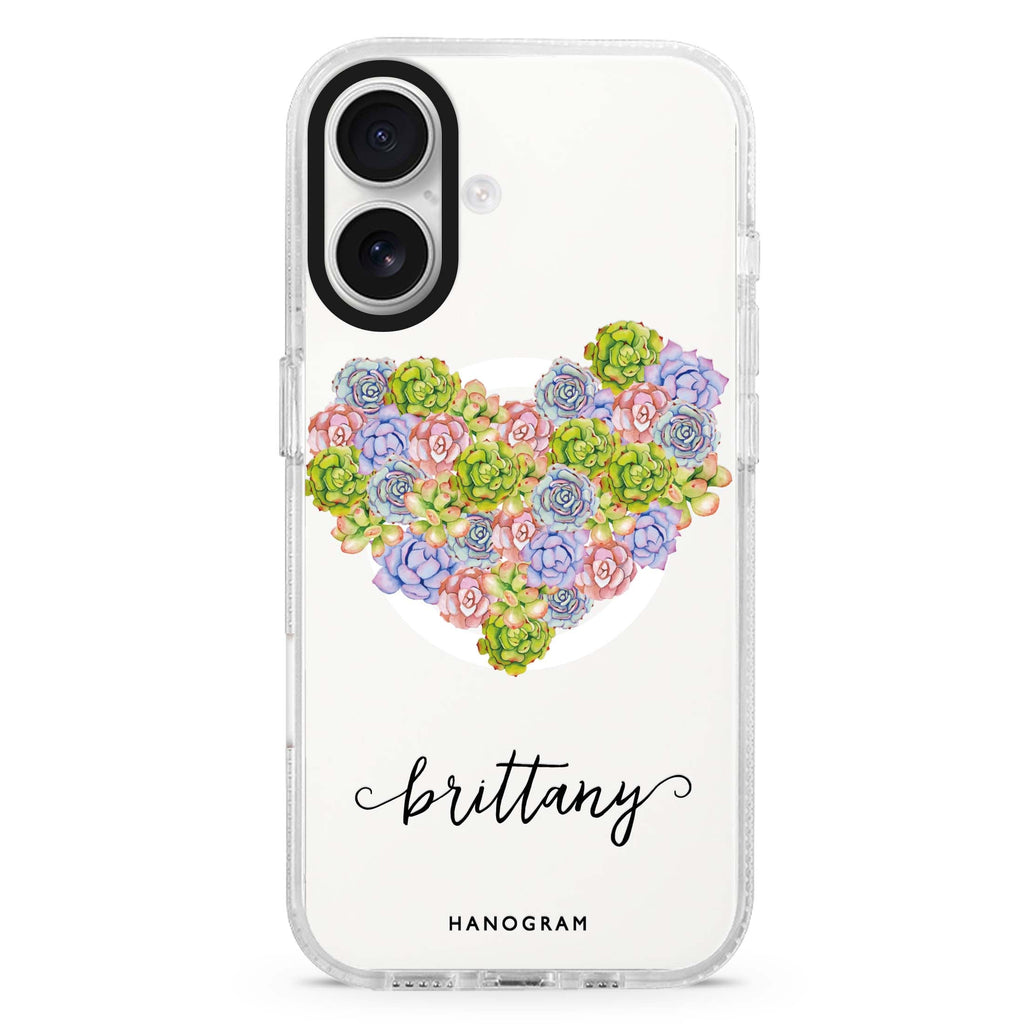 Floral Heart MagSafe Compatible iPhone 16 Ultra Clear Case - Personalized and Stylish Protection