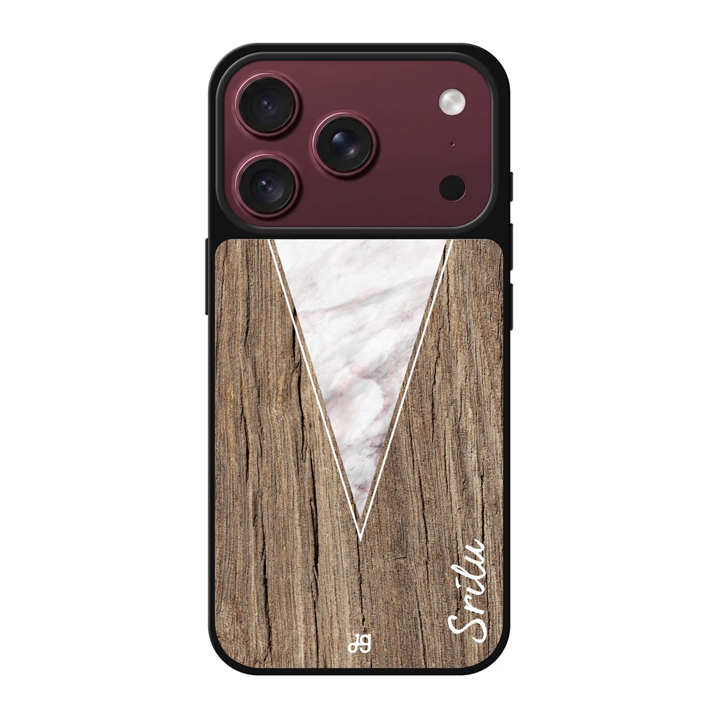 Marble & Wood II personalized name marble iPhone 18 Pro Max mirror case