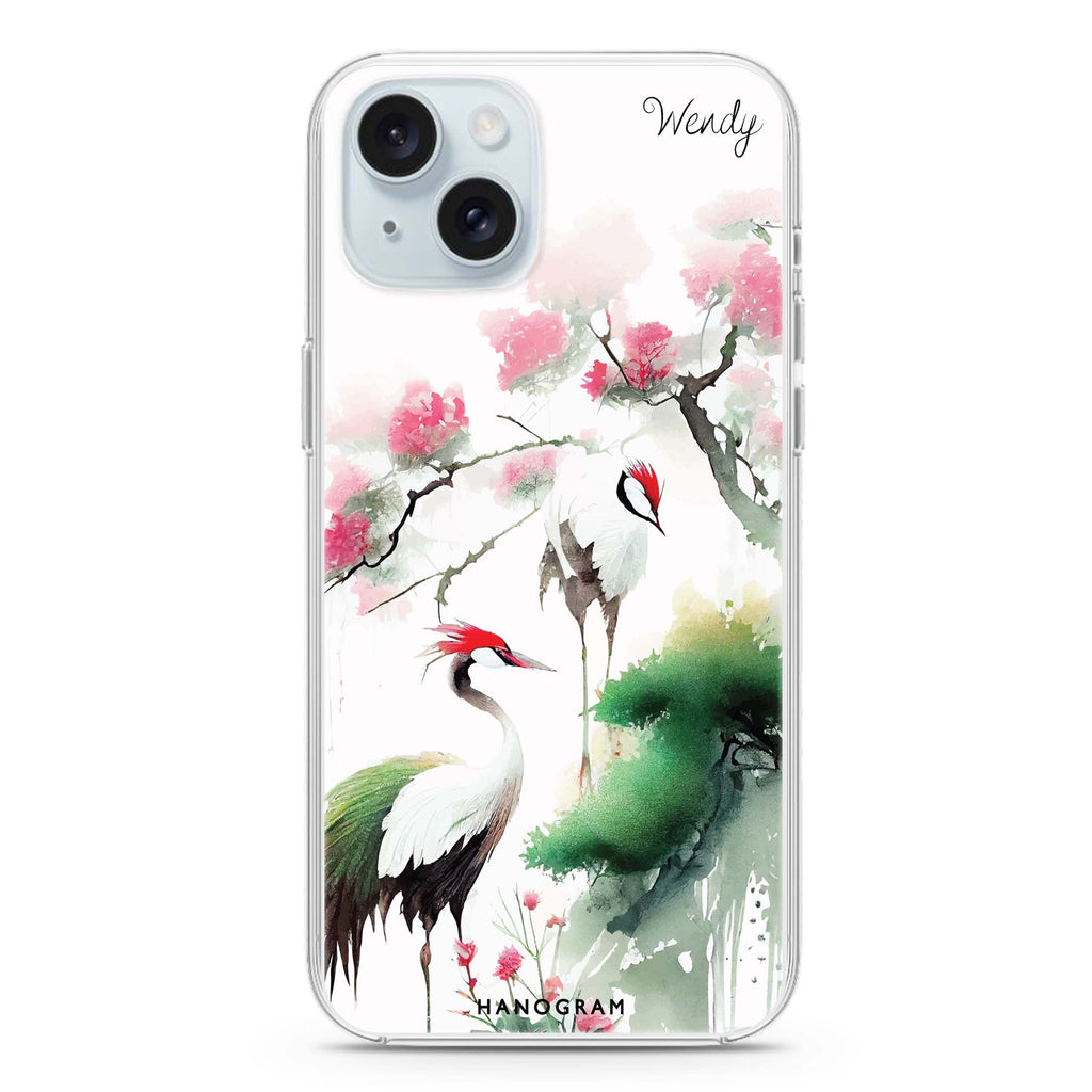 Pines & cranes iPhone 15 Plus MagSafe Compatible Ultra Clear Case