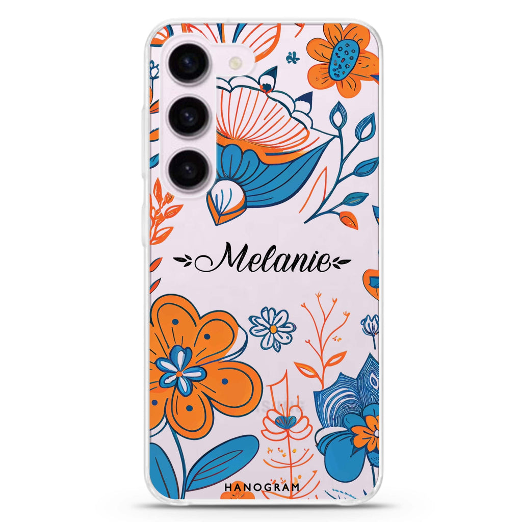 Floral Pattern personalized ultra-clear case for Samsung Galaxy S23/S22, front view