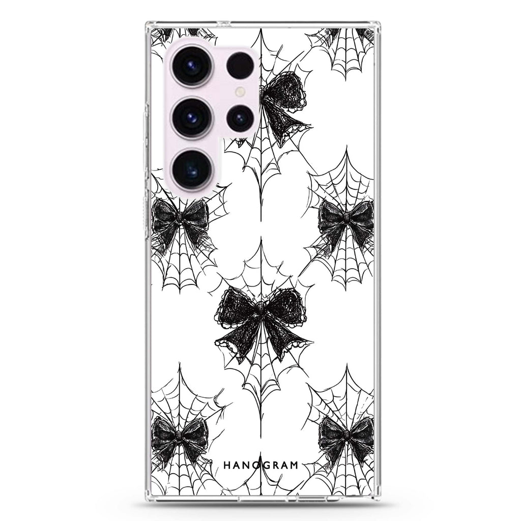 Gothic Web Lace Samsung Galaxy S26/S25/S24/S23/S22 Ultra ultra clear case, transparent design, main view