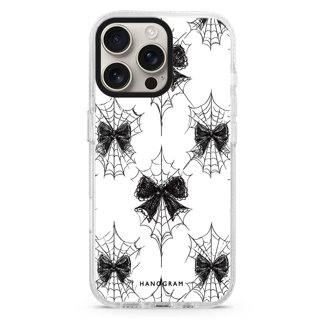 Gothic Web Lace iPhone 16/15/14 Pro Max/Pro Clear Case – Hanogram Gothic Web Lace iPhone 16/15/14 Pro Max/Pro Clear Case – Hanogram