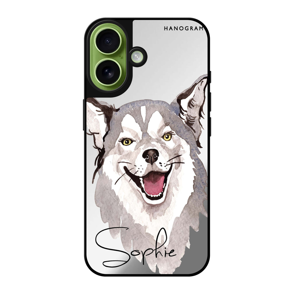 Reflective iPhone 16 Mirror Case –Border Collie Design