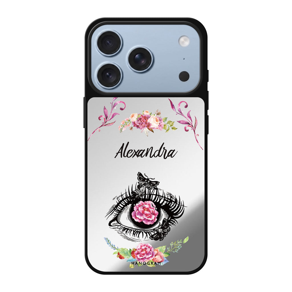 Flower in Eye personalized name eye flower floral portrait iPhone 18 Pro Max mirror case