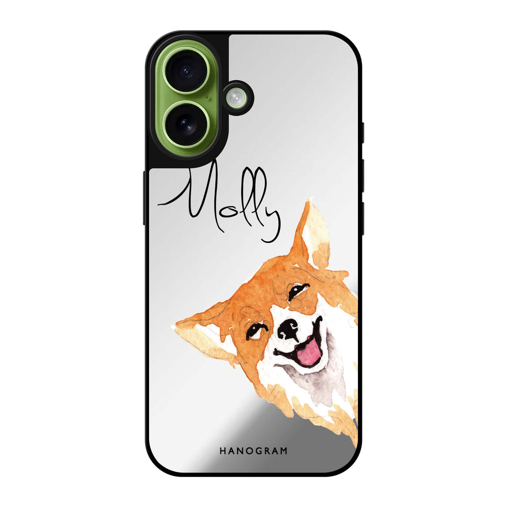 Reflective iPhone 16 Mirror Case –Welsh Corgi Design