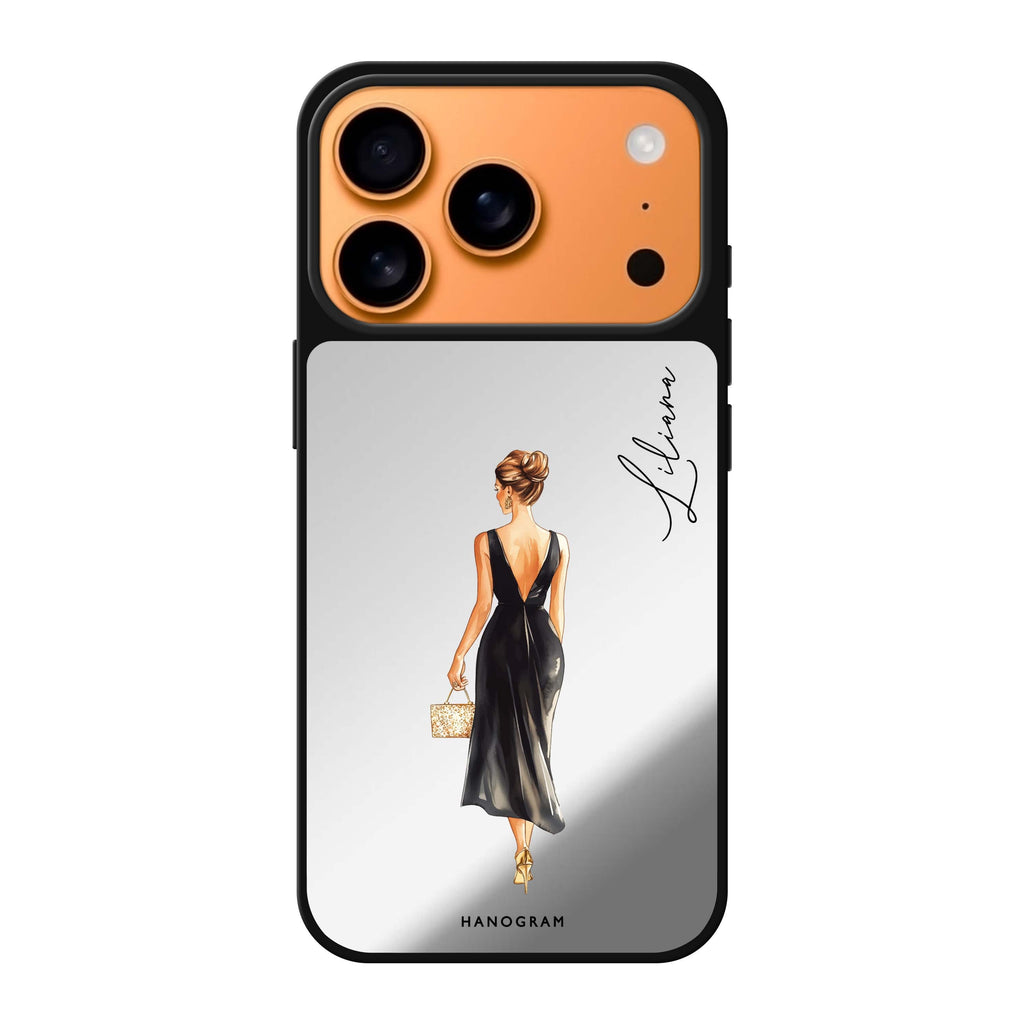 Midnight Glow personalized name sparkle iPhone 17 Pro Max mirror case