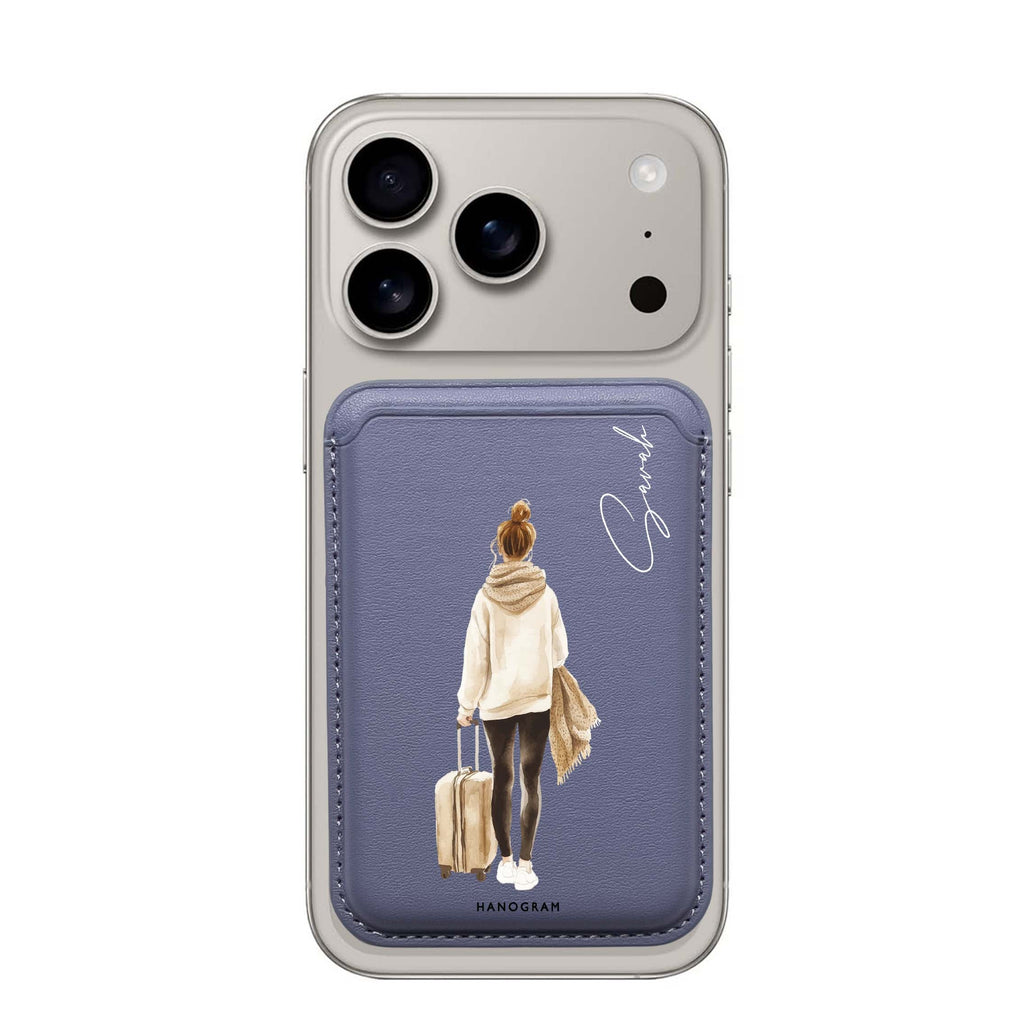 Weekend Stroll custom name MagSafe wallet for iPhone, personalized magnetic card holder, main view