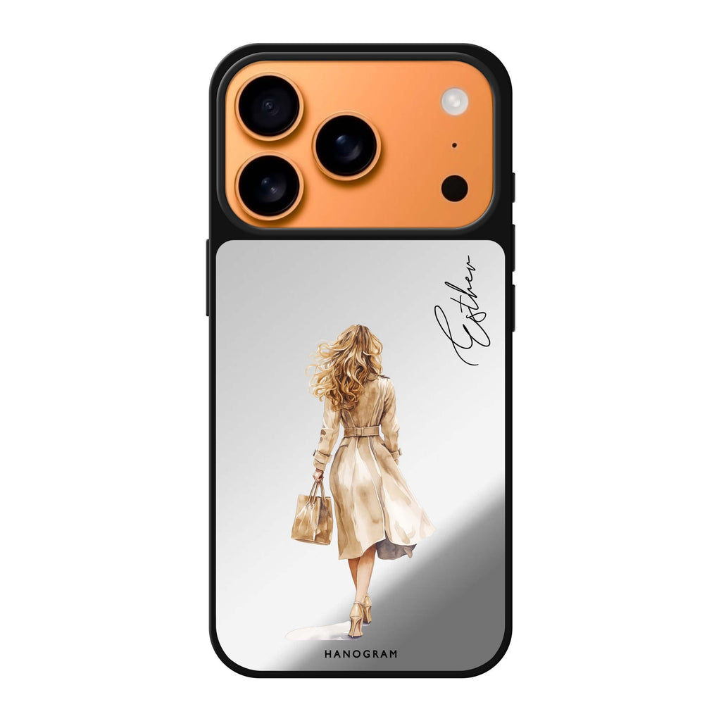 Trench Walk personalized name travel iPhone 17 Pro Max mirror case