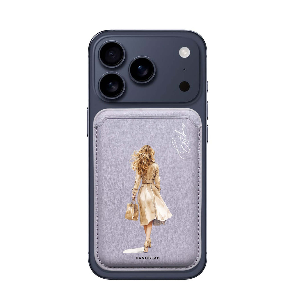 Trench Walk custom name MagSafe wallet for iPhone, personalized magnetic card holder, main view