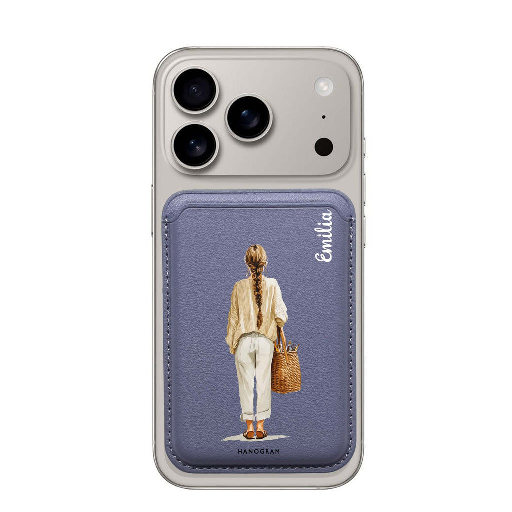 Linen Days custom name MagSafe wallet for iPhone, personalized magnetic card holder, main view