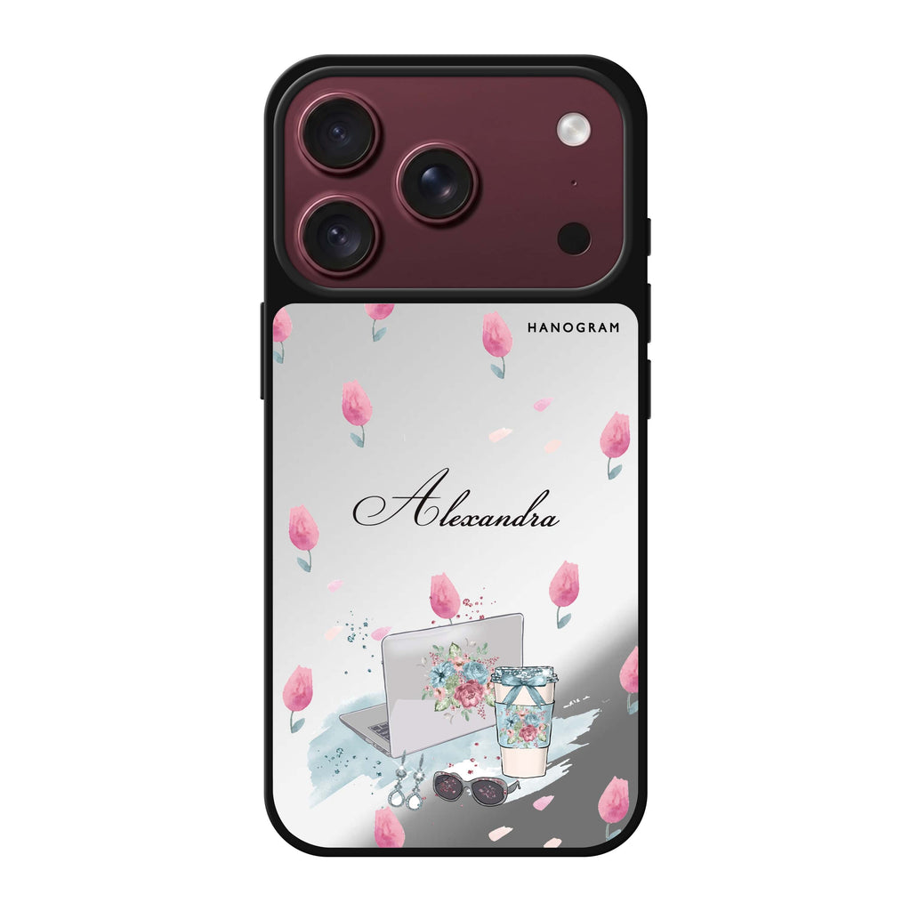 My Foral Lifestyle personalized name flower floral iPhone 18 Pro Max mirror case