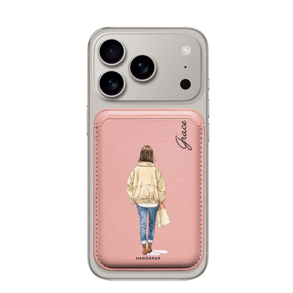 Everyday Stroll custom name MagSafe wallet for iPhone, personalized magnetic card holder, main view