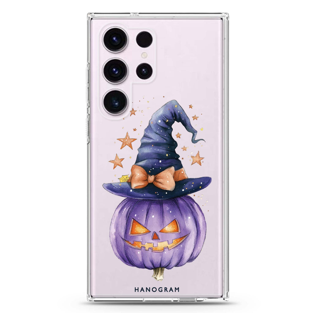 Starry Bow Pumpkin Samsung Galaxy S26/S25/S24/S23/S22 Ultra ultra clear case, transparent design, main view
