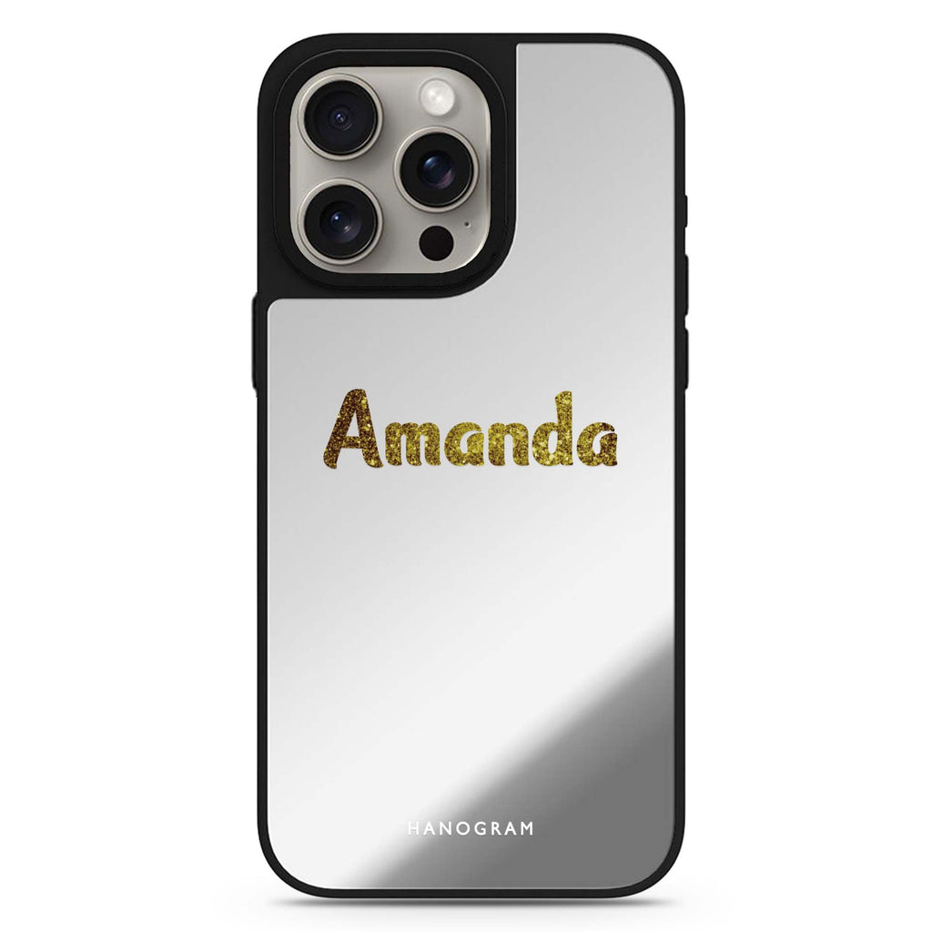 Glittering Gold personalized name MagSafe mirror case for iPhone 16/15/14 Pro Max and Pro, main view