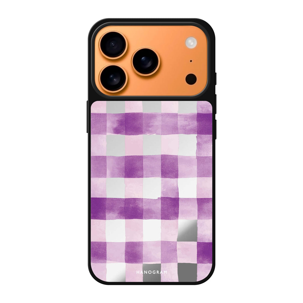 Lavender Checks purple flower floral pattern iPhone 17 Pro Max mirror case