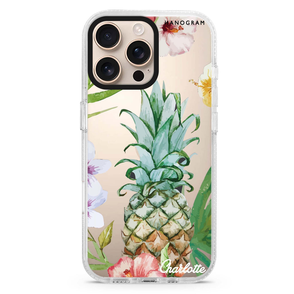 Pineapple & Floral iPhone 16 Pro & 16 Pro Max Case - Personalized and Stylish Protection