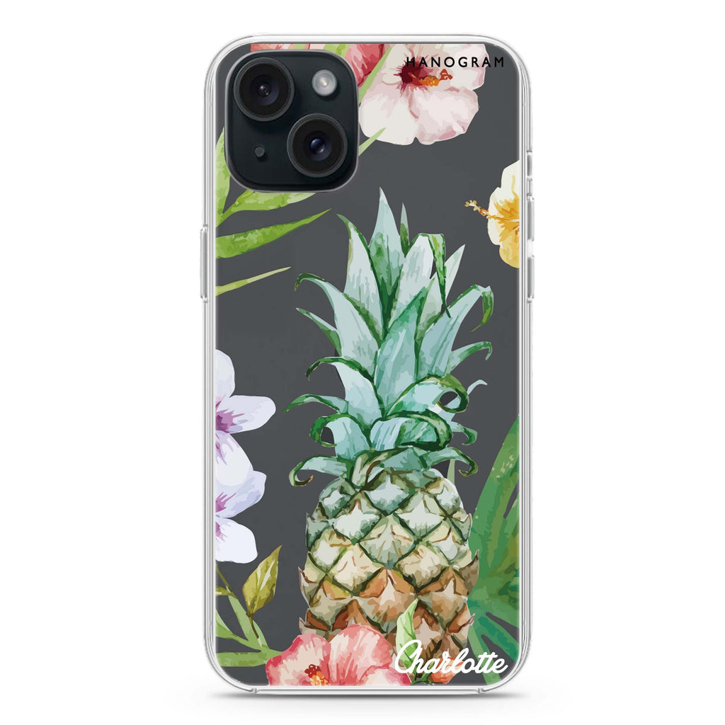 Pineapple & Floral iPhone 15 plus Ultra Clear Case
