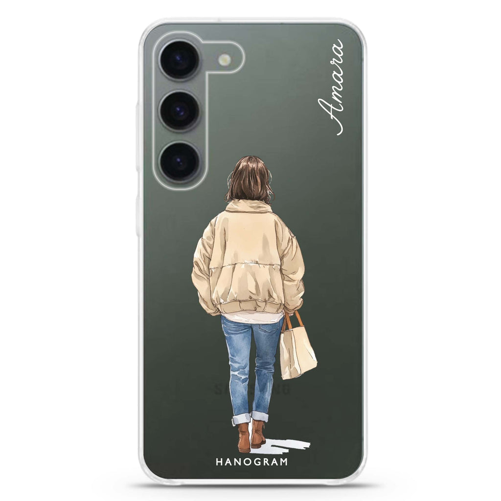 Everyday Stroll personalized ultra-clear case for Samsung Galaxy S23/S22, front view