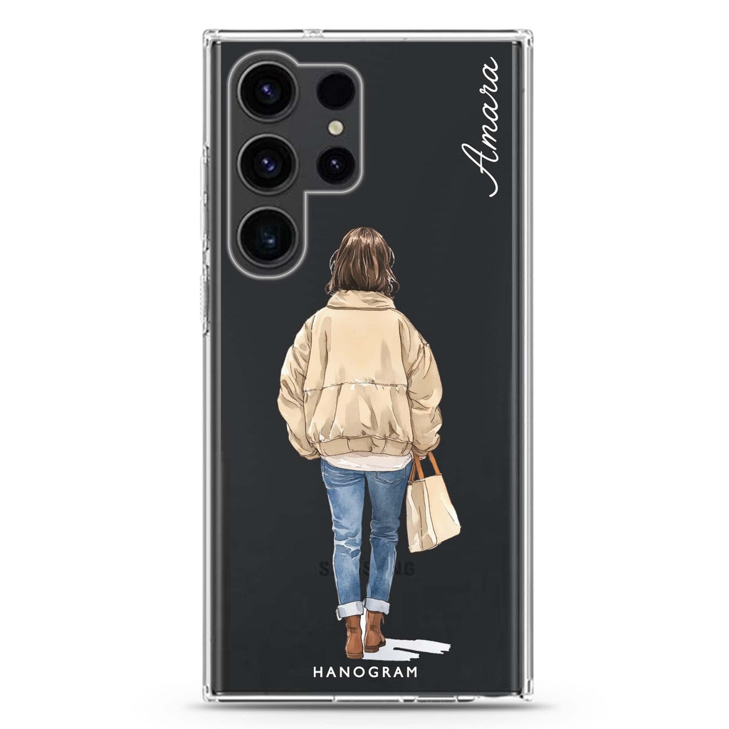 Everyday Stroll personalized name Samsung Galaxy S26/S25/S24/S23/S22 Ultra ultra clear case, transparent design, main view