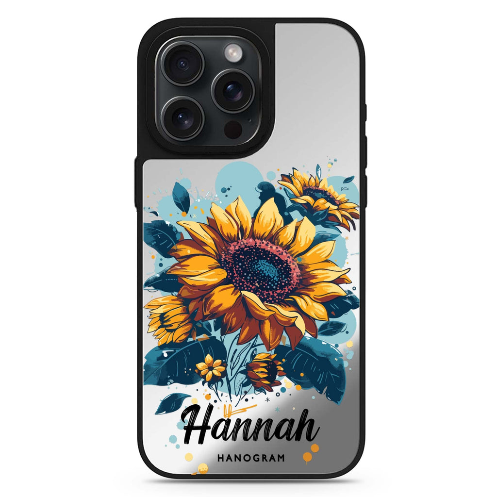 Sun-Kissed Petals personalized name MagSafe mirror case for iPhone 16/15/14 Pro Max and Pro, main view