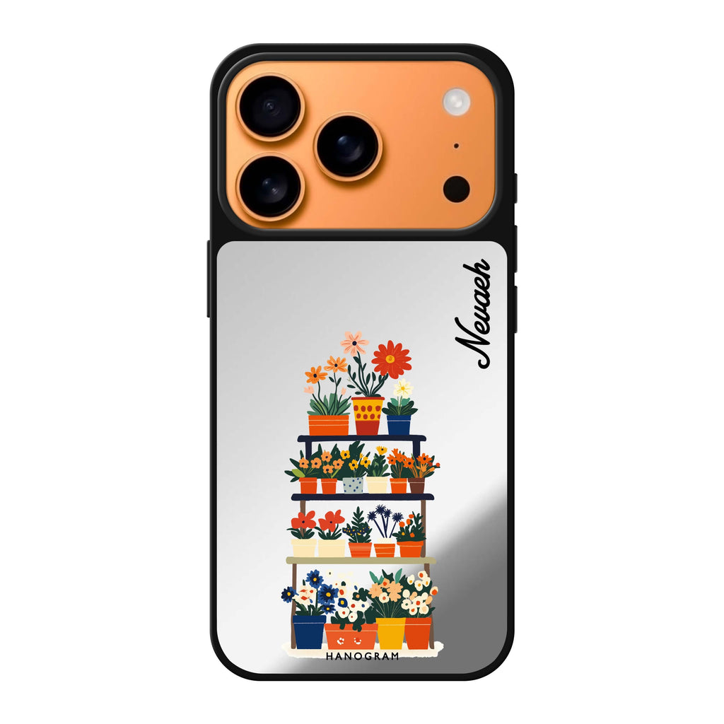 Flora Stack personalized name flower floral iPhone 17 Pro Max mirror case