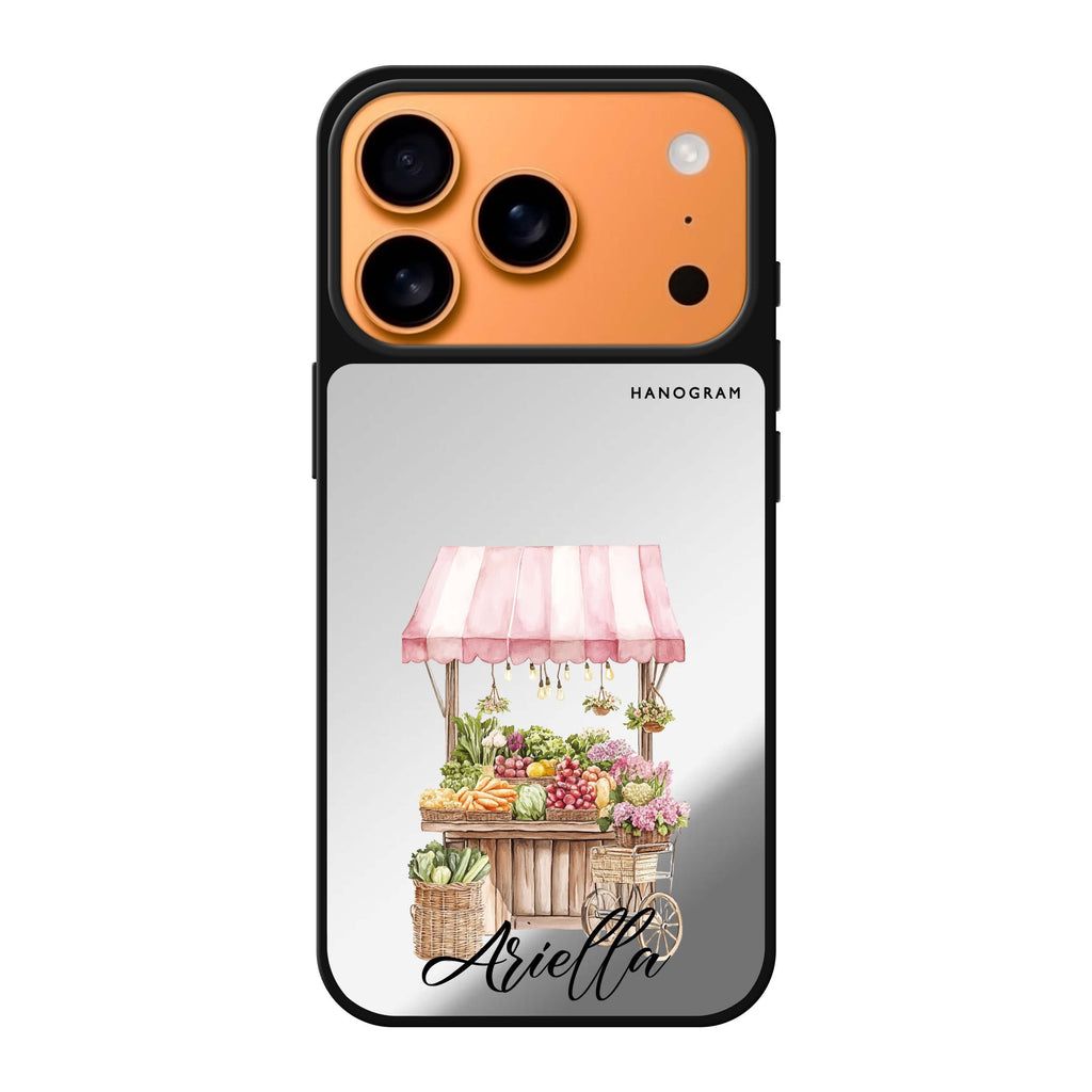 Blush Market personalized name pink travel romantic iPhone 17 Pro Max mirror case