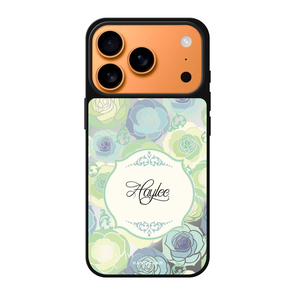 Art of Rose I personalized name pink flower abstract floral iPhone 17 Pro Max mirror case