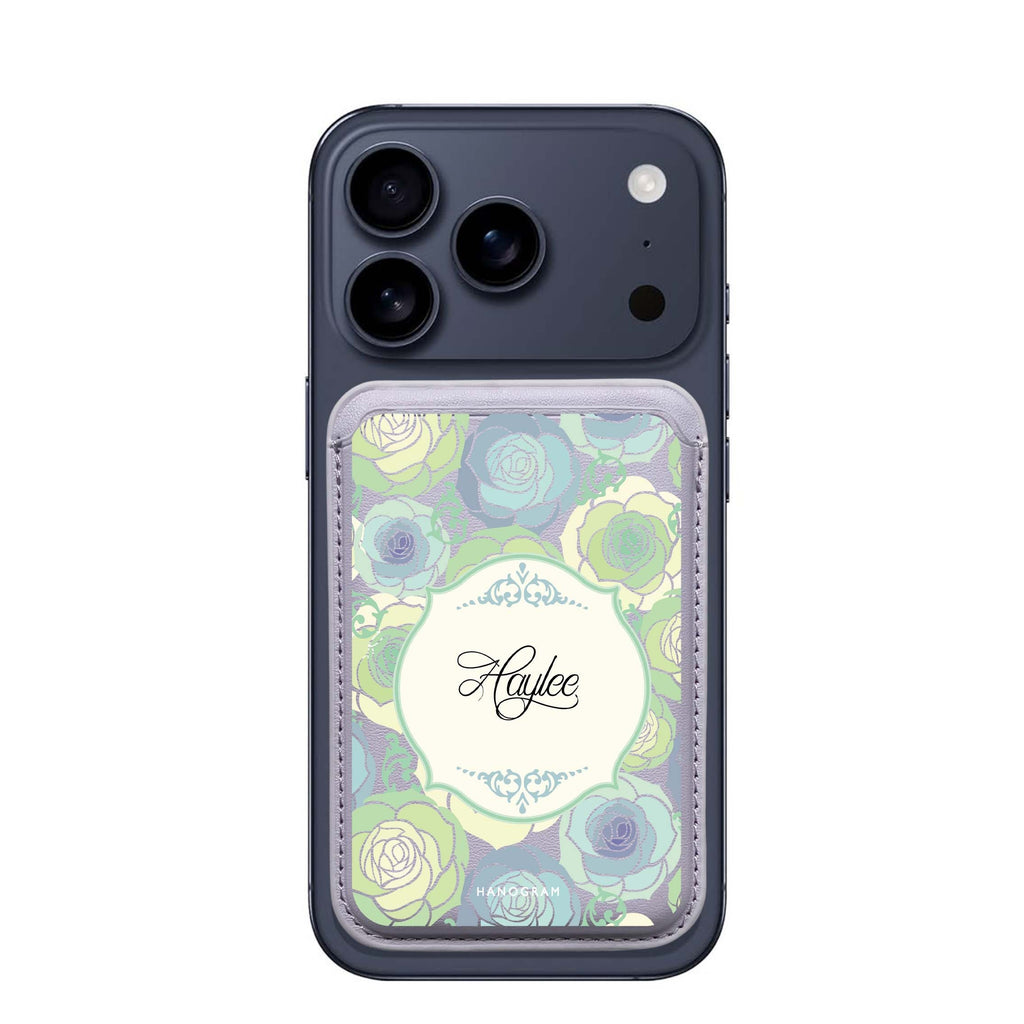 Art of Rose I custom name MagSafe wallet for iPhone, personalized magnetic card holder, main view