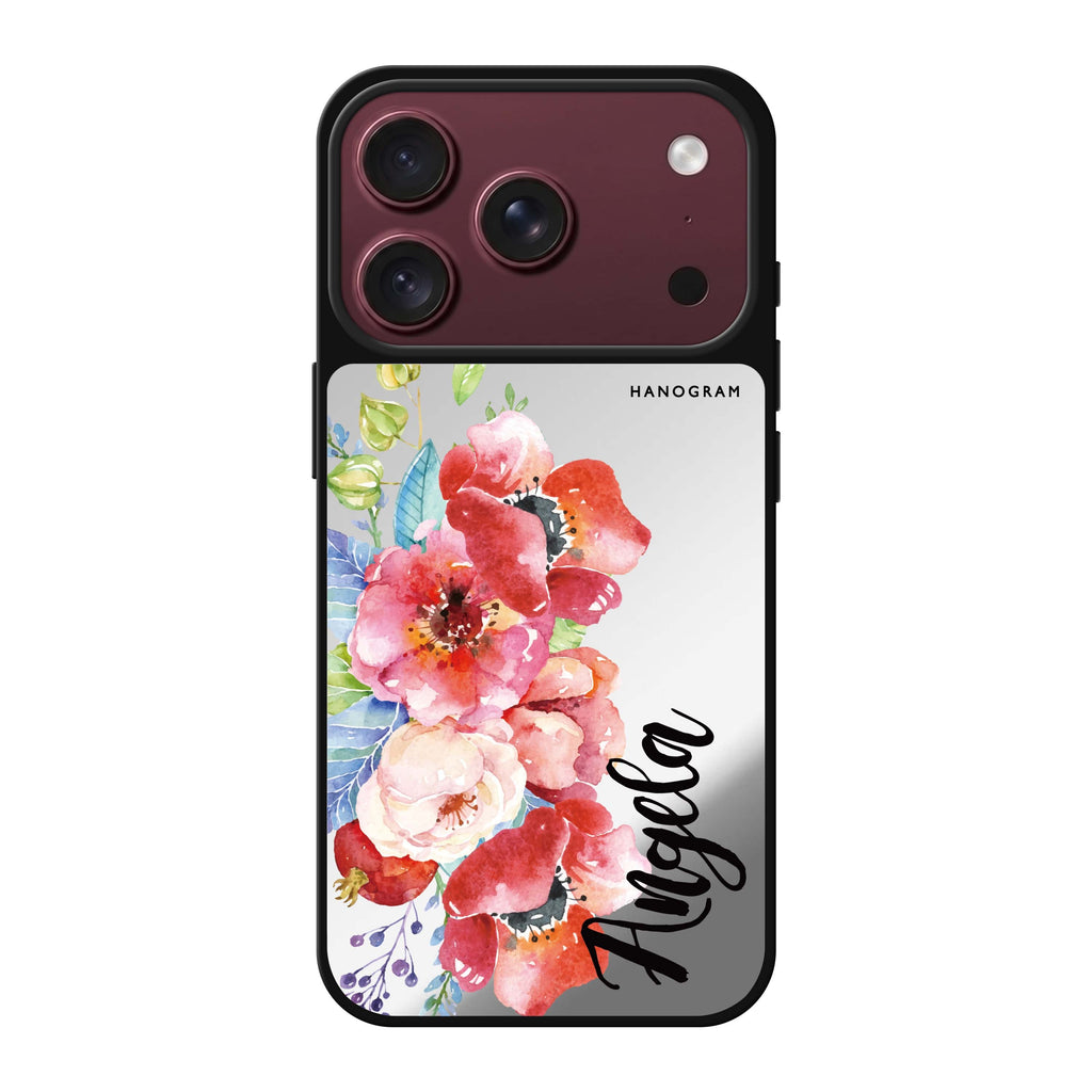 Poppies personalized name flower floral iPhone 18 Pro Max mirror case