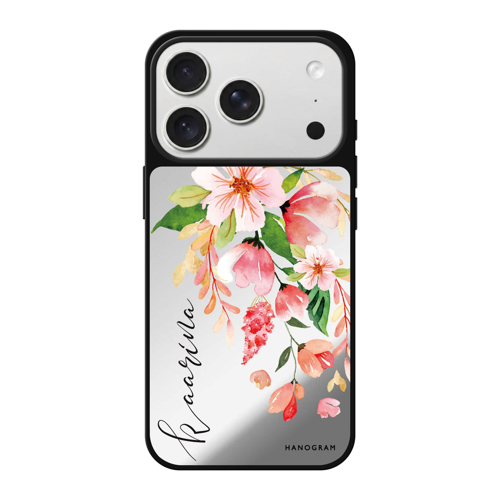 Watercolor Blossom personalized name spring flower floral watercolor iPhone 18 Pro Max mirror case
