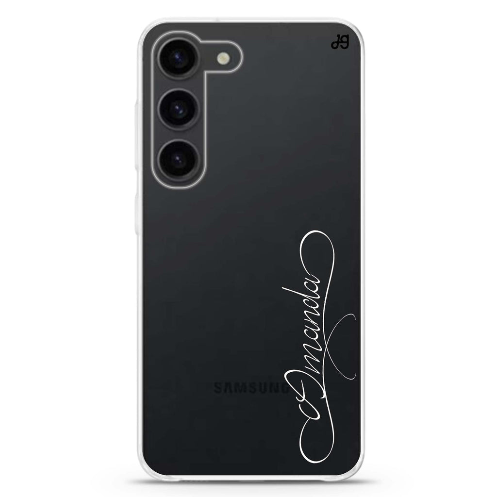 Cursive I personalized ultra-clear case for Samsung Galaxy S23/S22, front view