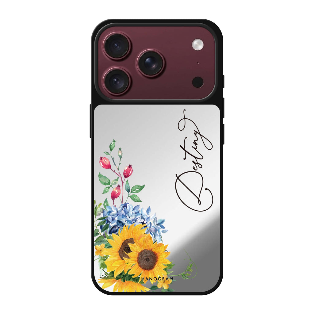 Blooming Sunflower personalized name spring flower sun celestial iPhone 18 Pro Max mirror case