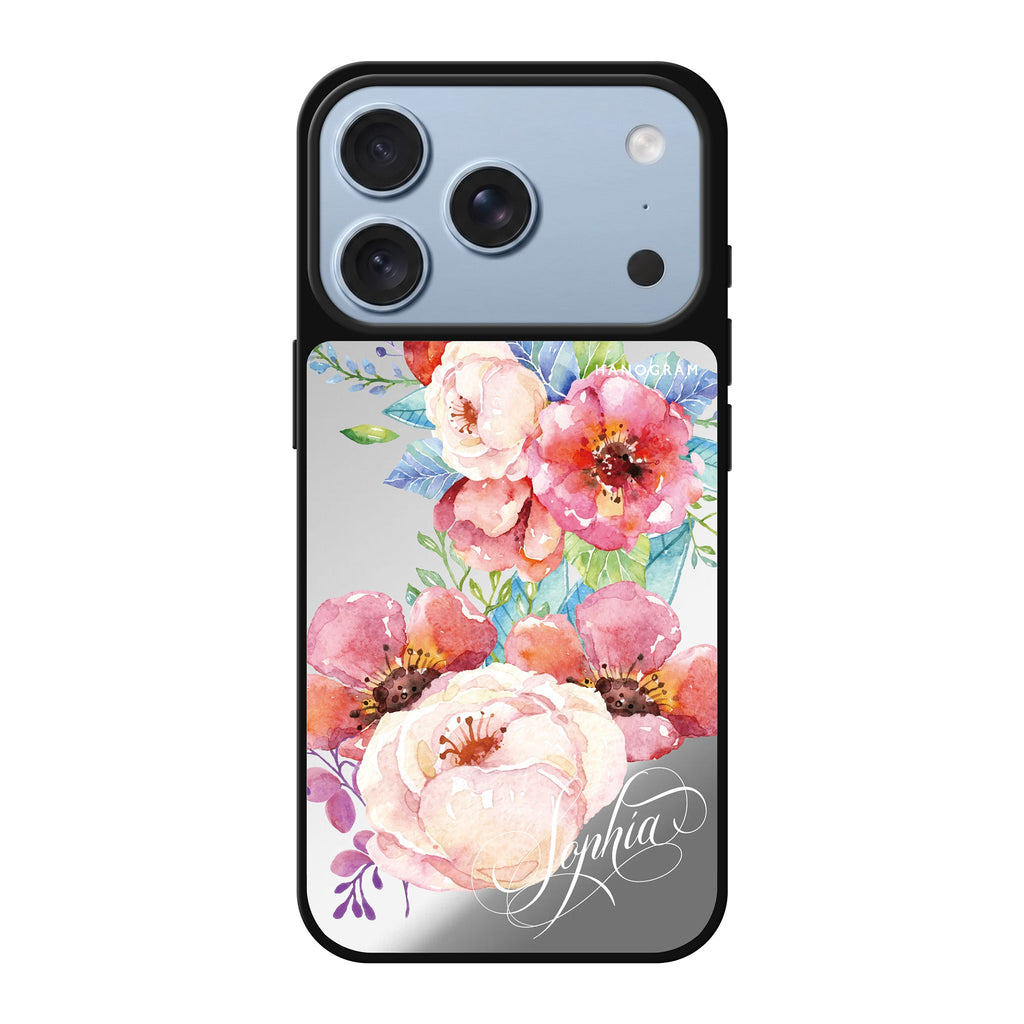 Awakening Watercolor Flowers personalized name flower floral watercolor iPhone 18 Pro Max mirror case