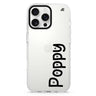 Haunted Lettering custom name iPhone 16/15/14 Pro Max & Pro ultra clear case typography design, front product view
