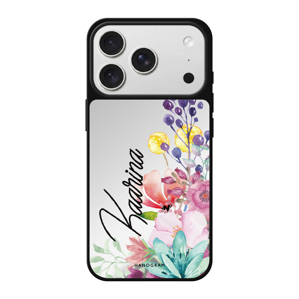Precious Garden Florals personalized name spring flower floral nature iPhone 18 Pro Max mirror case