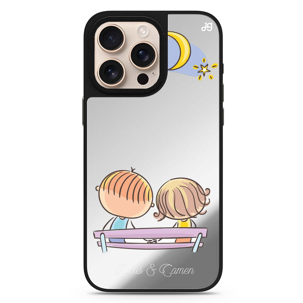 Stand By Me personalized name sleek reflective design iPhone 16/15/14 Pro Max & Pro mirror case