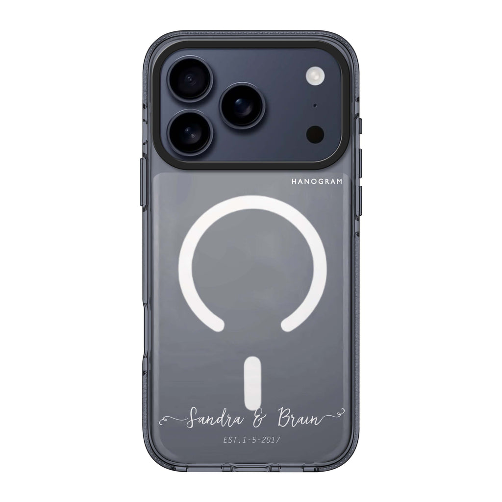 You & Me & Our Date personalized name typography romantic iPhone 17 Pro Max ultra clear case