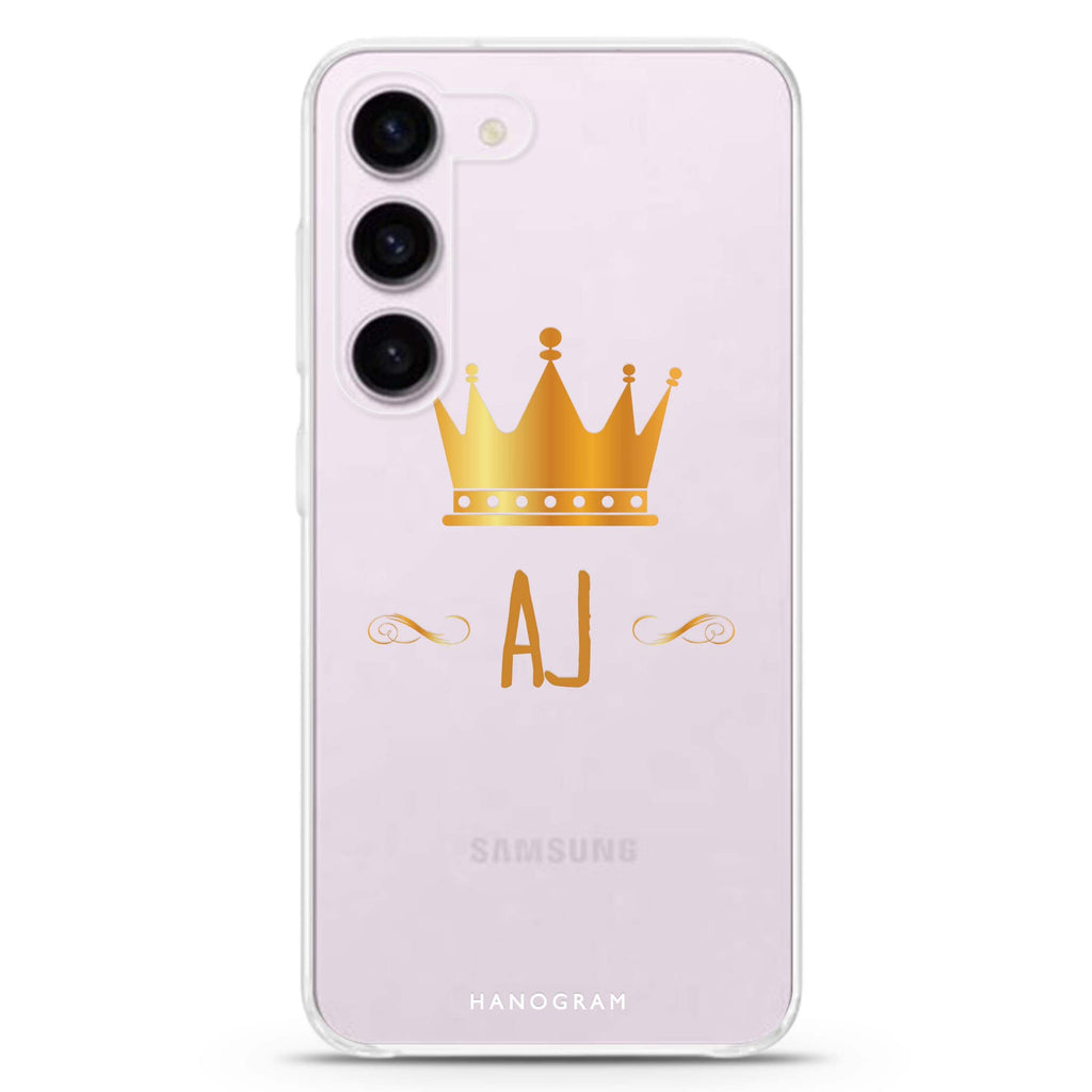 Kings crown personalized ultra-clear case for Samsung Galaxy S23/S22, front view